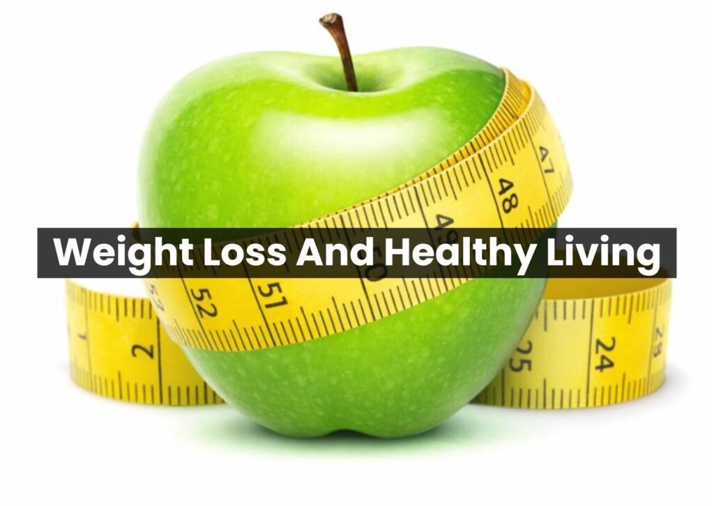 Weight loss and healthy living concept showing a green apple wrapped with a measuring tape symbolizing healthy diet and fitness.