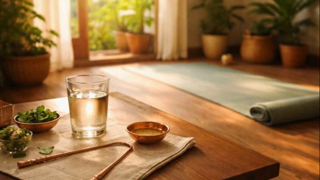 Simple Ayurvedic Morning Habits for a Healthier Life practiced in an Indian home